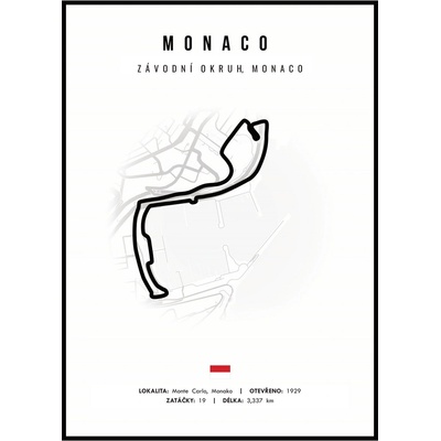 Jen tak z lásky Plakát Závodní okruhy Rozměr plakátu: 40 x 50 cm, Závodní okruh: Monaco, Barevná varianta: Bílá – Zbozi.Blesk.cz