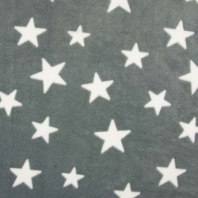Fleece šedý, bílé hvězdy, š.145