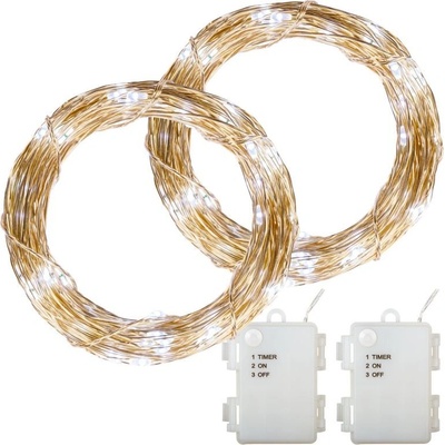 Voltronic M68044 Sada 2 kusů světelných drátů 200 LED studená bílá