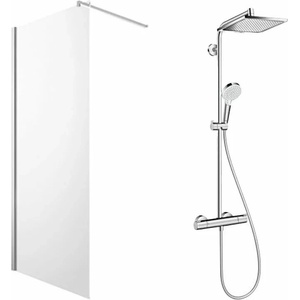 Omnires Комплект душ кабина Omnires Marina Walk-In хром 110x200 см и душ колона Hansgrohe Crometta хром (DNR11XCRTR+27271000)