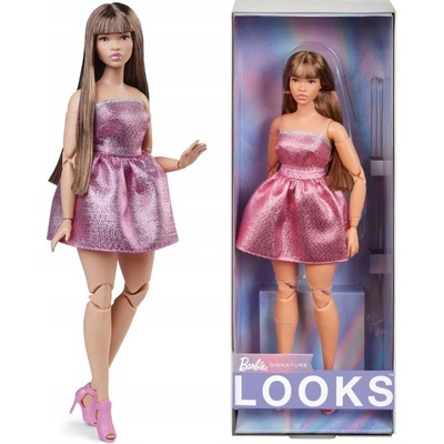 Mattel Barbie Looks brunetka v ružových mini šatách