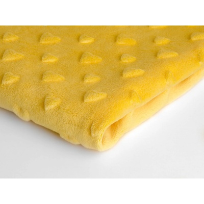 Látka minky srdička, 320 g/m², šíře 160 cm, metráž, žlutá