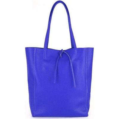 Made in Italy kožená shopper kabelka 396 azurově modrá