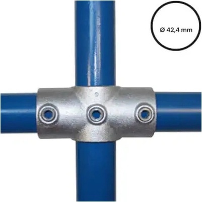 Konstrukční fitinka, spojka ocelových trubek pr. 42,4 mm – průběžný kříž (středový) 119-C42