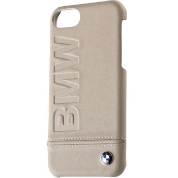 BMW Луксозен Кожен Калъф за iPhone SE 2022/2020 8/7/6, BMW Leather Case, Бежав (BMHCP7LLST)