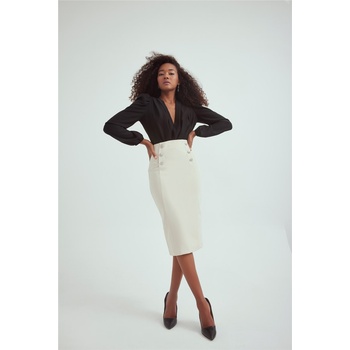 Base Дамска вталена пола - Екрю #309378 (309378_Бежов)