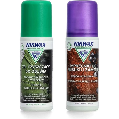 Nikwax Twin Nubuck & Suede Spray + Footwear Cleaning Gel Brush 2 x 125 ml