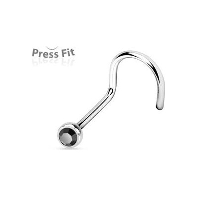 Šperky4U zahnutý piercing do nosu zirkon N1122K-020