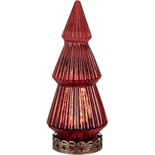 Červený skleněný dekorační svítící stromek LED Tree Ø 7*16 cm Clayre & Eef