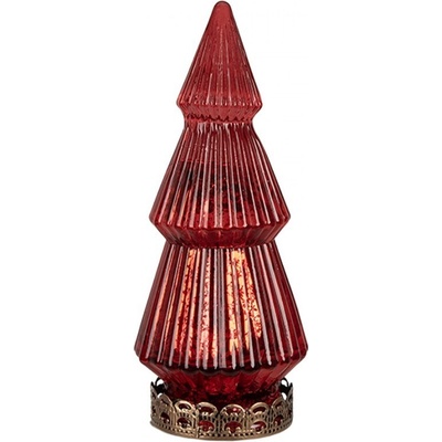 Červený skleněný dekorační svítící stromek LED Tree - Ø 7*16 cm - Clayre & Eef