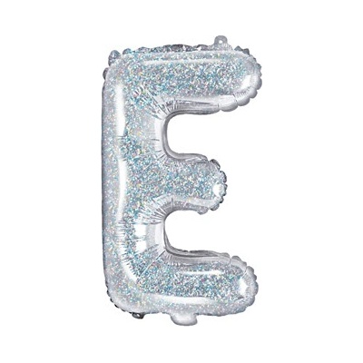 PartyDeco Balón foliový Písmeno ''E'' 35cm holografický