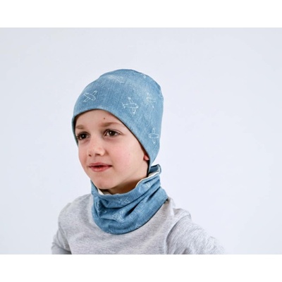 Kocour Mourek SET Čepice + Nákrčník PONORKY na ocelově modré