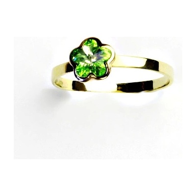 Čištín žluté zlato,prstýnek se Swarovski krystalem peridot T 1297