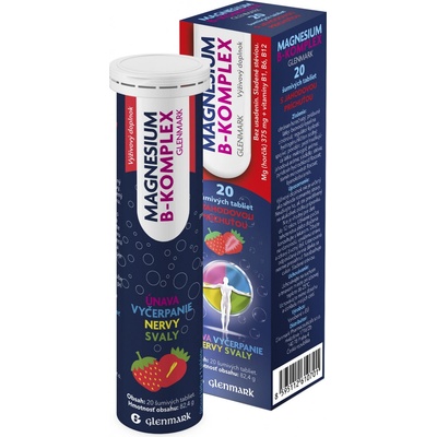 Glenmark Magnesium B-komplex šumivé tablety jahoda 20 ks