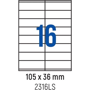 Spree Етикети лепящи 16 бр. , 105.0x36.0 мм, 100 л. , A4, кант 2 (3800884030509)