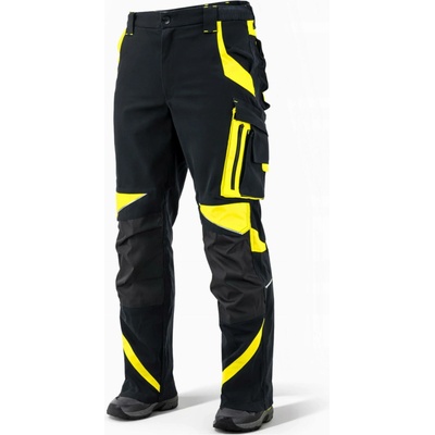 Sara Workwear Strečové kalhoty Neoflex černé žluté