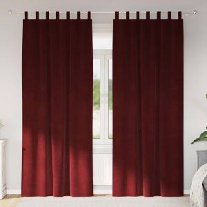 Pure Line Home Кадифени завеси в цвят бордо с текстилни гайки (уши), 2 бр. , 140 x 225 см - zalegloto - 59,07 лв