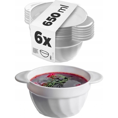 Kadax Polévková miska bílá skleněná 650 ml 6 ks