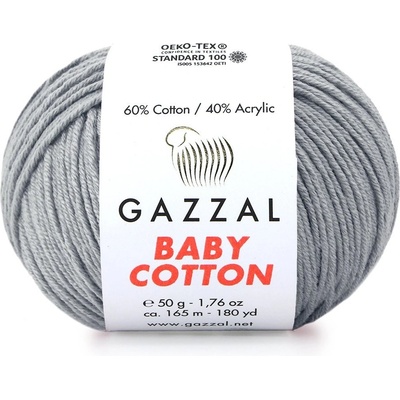 Gazzal Příze Baby cotton 3430 šedá
