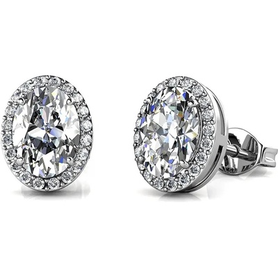 Royal Fashion stříbrné pozlacené náušnice s drahokamem moissanitem ME011