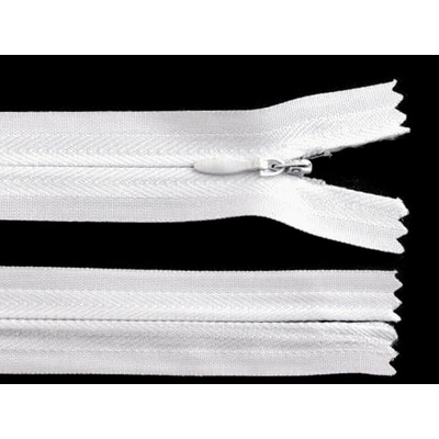 Galantéria Zip nedeliteľný skrytý 3mm dĺžka 20 cm farba 101 biela