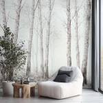 Art Gift Decor Фототапет с брезова гора в мъгливи светли тонове
