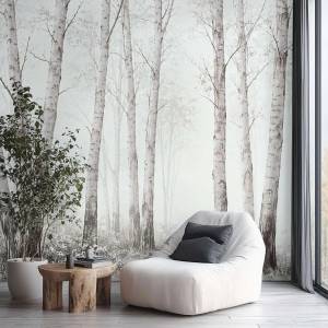 Art Gift Decor Фототапет с брезова гора в мъгливи светли тонове