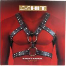 Virgite Love Hit Bondage Harness Mod. 6, černý koženkový pánský postroj