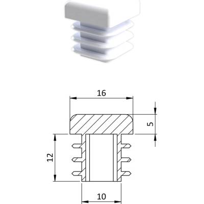 Krytka plastová 16 x 16 mm, biela
