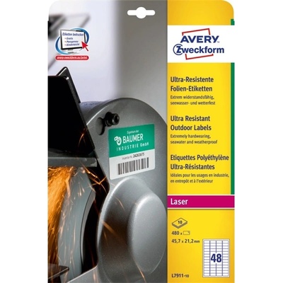 AVERY L7911-10 45, 7x21, 1mm ултра устойчив етикет 480pcs (L7911-10)