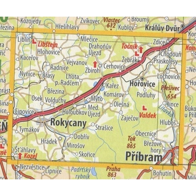 KČT 34 Brdy a Rokycansko - nástěnná turistická mapa 90 x 60 cm Varianta: mapa v dřevěném rámu, Provedení: Ticiago černý