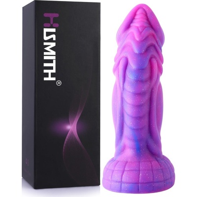 HiSmith Curved Giant Silicone Purple Starry Animal Dildo Suction Cup 8"