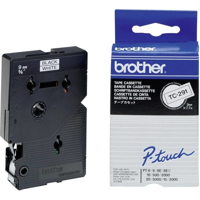 Brother TC TC-291 plast Farba pásky: biela Farba písma:čierna 9 mm 7.7 m
