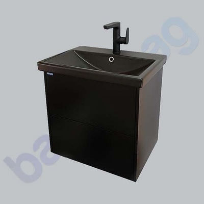 Gera BM Конзолен долен шкаф за баня, с две чекмеджета, цвят черен мат (BM_CS_Black matte)