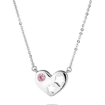 Image 1 of Swan Сребърно колие сърце с розов цирконий END822N Swan