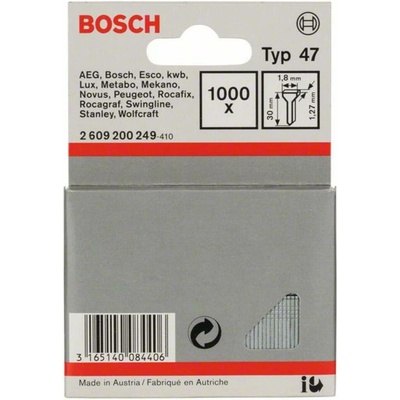 Upínací klinček typu 47, 1,8 x 1,27 x 30 mm, balenie po 1000 1000 ks Bosch Accessories 2609200249 Rozmery (d x š) 30 mm