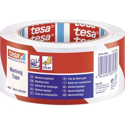 Tesa Professional 60760-00088-15 Podlahová značkovacia páska 33 m x 50 mm červená / biela 1 ks