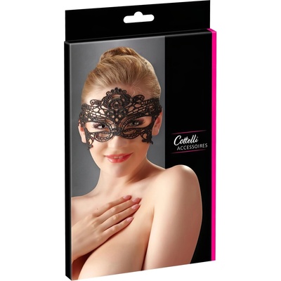 Cottelli - Бродирана дантелена маска за очи (черна)