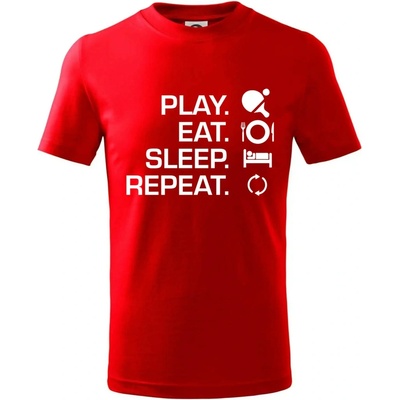 Stolný tenis eat sleep tričko detské červená