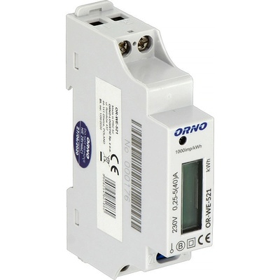 1-fázový indikátor spotřeby elektrické energie, 40A, pulzní výstup, 1 modul, DIN TH-35mm