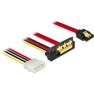 Delock SATA кабел Delock, 6 Gb/s, 7-пинов женски конектор + 4-пинов Molex мъжки конектор, 22-пинов SATA конектор