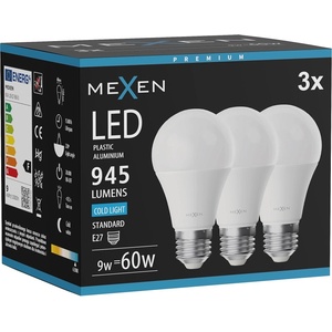 Mexen Nova 3x LED крушка E27, A60, 9W, Студена - 6500K, 945 lm - L100-E27-0965-01x03 (L100-E27-0965-01x03)