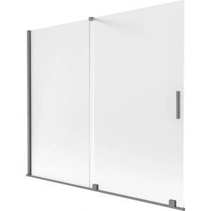 Mexen Velar двукрилен разтегателен параван за вана 180 x 150 cm, матирано, gun metal - 896-180-000-31-95 (896-180-000-31-95)