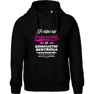 Je těžké být princezna zdravotní sestřička Oversized mikina dámská Moon kratší + širší Černá