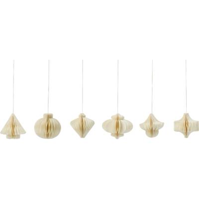 House Doctor Papírové ozdoby Comb Off White – set 6 ks, krémová barva, papír