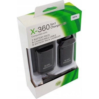 APT KX7A 2x XBOX 360 Baterie USB kabel, černá