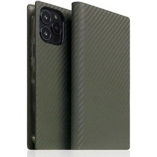 Pouzdro SLG Design D+ Italian Carbon Leather Diary iPhone 14 Pro Max - Khaki