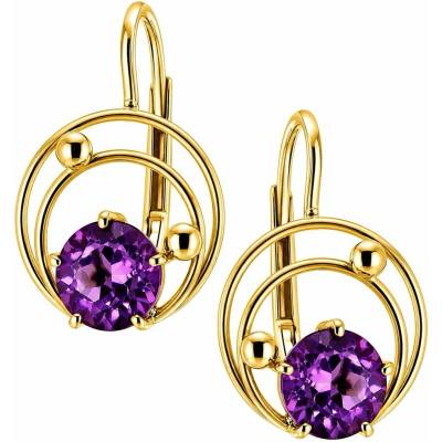 Zlaton Náušnice žluté zlato s fialovým kamenem 2cm 4.4g 000302009237