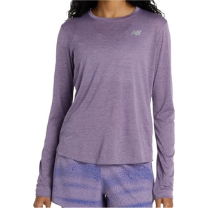 New Balance Дамска тениска New balance Women's Athletics Long Sleeve Sport shirt - Candied Violet Heather - размер XS (916-4744-0611)