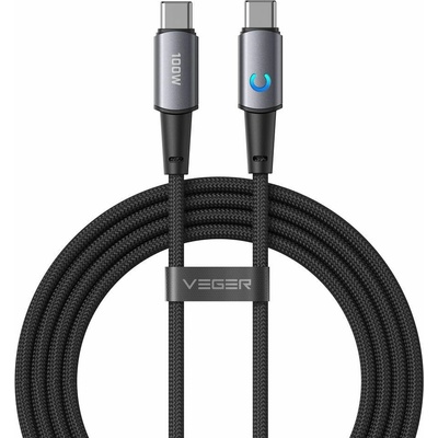 Veger CC1-ZSD s LED světelným indikátorem Type C na Type C PD 5A 100W 1,5m černý